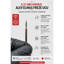 Rulia Professional 0.21 mm Kırmızı Bant Alev Freze Ucu Elmas Kütikül Temizleme Ucu Profesyonel Manikür Pedikür Freze Başlığı