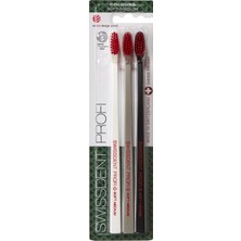 Swissdent Colours Diş Fırçaları Üçlü (Orta) «lugano»Beyaz/kırmızı-Gri/kırmızı-Siyah/kırmızı