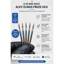 Rulia Professional 0.18 mm Mavi Alev Elmas Freze Ucu 5li Set Süper Ekonomik Profesyonel Kütikül Temizleme & Manikür Pedikür Ucu (Orta Sertlik)