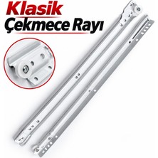 Badem10 Klasik Çekmece Rayı 30 cm 1 Takım Metal Ray Seti Pratik Montajlı Çekmece Dolap Aksesuarı