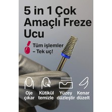 Rulia Professional Rulıa 5-In-1 Mavi Halkalı Karbit Freze Ucu Güçlü, Çok Amaçlı, Uzun Ömürlü