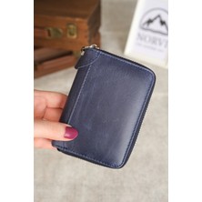 Norvi Leather Fermuarlı Akordiyon Bölmeli Deri Kartlık 1260