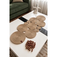 My Eticaret Rope Decor Rota Doğal Jüt Runner – El Yapımı Hasır Masa ve Sehpa Örtüsü 100x40