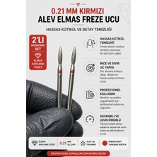 Rulia Professional 0.21 mm Kırmızı Bant Freze Ucu Alev Elmas 2li Set Manikür Pedikür Kütikül Temizleme Ucu