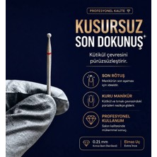 Rulia Professional Kuru Manikür 0.21 Kırmızı Top Elmas Freze Ucu Kütikül ve Son Rötuş Için