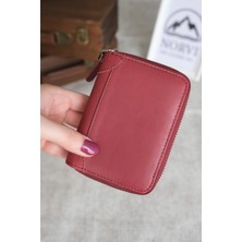 Norvi Leather Fermuarlı Akordiyon Bölmeli Deri Kartlık 1260