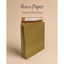 Roco Paper Co. Yapışkan Bantlı Kraft Kese Kağıdı, Altın Renk, 25X8X30 cm - 24'lü Paket, Hediye ve Kargo Zarfı