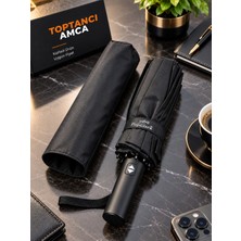 Toptancı Amca 16 Telli Tam Otomatik Şemsiye 100 cm Geniş  30 cm Kompakt, Açılım Siyah Su İtici UV Korumalı
