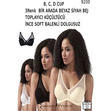 LE JARDIN Kadın Toparlayıcı Tüllü İnce Soft Sütyen Balenli Dolgusuz Beyaz Siyah Bej 3 Set 9200-BEYAZSİYAHBEJ-85D