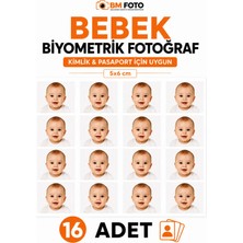 Bm Foto 16 Adet Bebek Biyometrik Fotoğraf 5x6 cm – Kimlik Pasaport Fotoğraf Baskısı