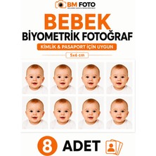 Bm Foto 8 Adet Bebek Vesikalık ve Biyometrik Fotoğraf 5x6 cm – Kimlik ve Pasaport Için Uygun