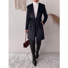 Mass Fashion Kadın Jakarlı Kadife Kaban