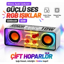Seyoni 10W Rgb Bluetooth Çift Hoparlör Sese Duyarlı Işıklı Taşınabilir Kablosuz Hoparlör Sd Kart Aux Destekli