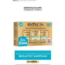Bioxcin Besleyici Yağlar Onarıcı Bakım Şampuanı 3 x 300 ml - Sülfatsız Kuru ve Yıpranmış Saçlar Dökülme Karşıtı