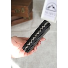 Norvi Leather Fermuarlı Akordiyon Bölmeli Küçük Deri Kartlık 1265