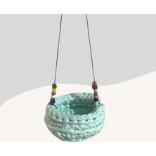 Velora Muhabbet Kuşları Için Hamak Salıncak Turkuaz Desenli 8cm