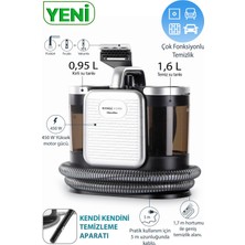 Fakir 450 W Güçlü Vakumlu Halı ve Koltuk Leke Çıkarma Makinesi, 1,7 Metre Esnek Hortum, 5 Metre Güç Kablosu ve Kendi Kendini Temizleme Başlığı