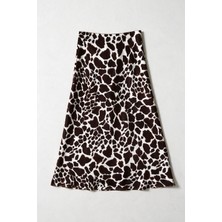 Sevilen Tekstil Leopar Desenli Verev Saten Etek