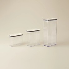 Matmel Kitchen Moeno 3'lü Vakumlu Kavanoz Seti - Beyaz - 1,2 Lt + 1,8 Lt + 3 Lt