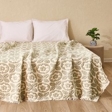 Matmel Soft Lavin Çift Kişilik Yatak Örtüsü - Yeşil / Ekru - 200X230 cm