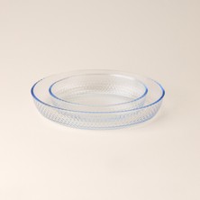 Matmel Kitchen Junto 2'li Petek Desenli Oval Fırın Kabı Seti - Şeffaf