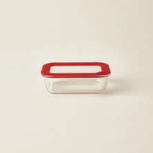 Matmel Kitchen Borosilikat Cam Kilitli Kapak Saklama Kabı - Şeffaf / Kırmızı - 640 ml
