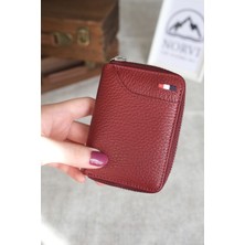 Norvi Leather Fermuarlı Akordiyon Bölmeli Küçük Deri Kartlık 1265