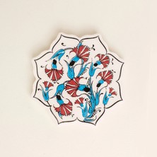 Myros Yıldız Bardak Altlğı - Mavi / Kırmızı - 11 cm