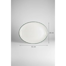 Ellips Oval Kayık Tabak 31CM Rim Yeşil Rinart