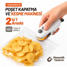 Seyoni Şarjlı Mini Poşet Kapatma ve Kesme Makinesi 2’si 1 Arada Type-C 400 Mah Taşınabilir Paket Kapatıcı