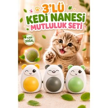 PHENORA 3'lü Set Kedi Nanesi Yalama Topu - Dönen Kedi Oyuncağı - Catnip