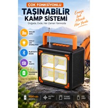 Matechno Taşınabilir Solar Güneş Enerjili LED Kamp Lambası Bluetooth Hoparlör Fm Radyo Powerbank USB Tf Kart Destekli Çok Fonksiyonlu Aydınlatma Sistemi