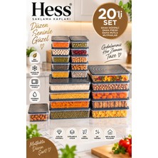 Hess Mikrodalga ve Difriz Uyumlu 20 Adet Saklama Kabı Seti 2400MLX9+1200MLX1+600X10