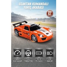Farbu Oyuncak Uzaktan Kumandalı Full Fonksiyon Şarjlı Işıklı 1:12 Ölçekli Süper Hızlı Turuncu Yarış Arabası