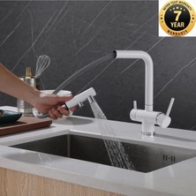 OEM Mutfak Evye Bataryası Dual Flow Su Arıtma Çıkışlı Spiralli Fiskiyeli Beyaz Renk 7 Yıl Garantili Ithal