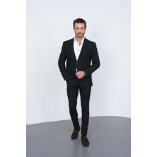 Gustman Moda Siyah Slim Fit Erkek Takım Elbise