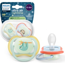 Philips Avent Ultra Air Gece Emziği, 0-6 Ay, Erkek, Karanlıkta Parlayan, Ortodontikyumuşak Silikon Uçlu, Bpa Içermez, Hijyen Kutulu, 2'li, SCF376/24