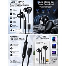 Azurtech Type-C Kablolu Kulak Içi Küpe Kulaklık Mikrofonlu Stereo Kulaklık