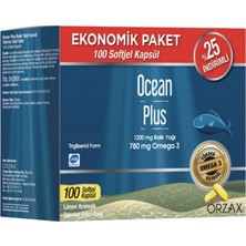 Orzax Ocean Plus 100 Softjel Kapsül 1200 mg Balık Yağı Limon Aromalı