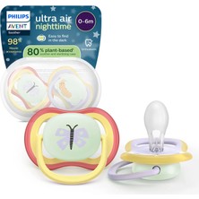Philips Avent Ultra Air Gece Emziği, 0-6 Ay, Kız, Karanlıkta Parlayan, OrtodontikYumuşak Silikon Uçlu, BPA İçermez, Hijyen Kutulu, 2'li, SCF376/25