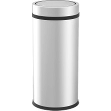 Vinoks Premium Serisi Pratik Döner Kapaklı 27 Litre Mutfak/banyo Çöp Kovası Paslanmaz Krom, 27L