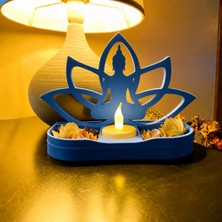 Brf Store Pmstore Lotus Buda Mumluk – 3D Baskı Dekoratif Tealight Mumluk-Mavi