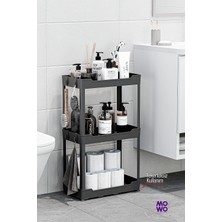 Mowo 3 Katlı Tekerlekli Banyo Rafı, Mutfak Rafı, Havluluk, Deterjanlık Makyaj Organizer