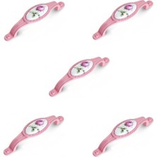 Eym 5 Adet Tomurcuk Porselen Mobilya Dolap Kulp 96 mm Pembe Gül Pembe