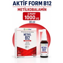 Orbi Vital OrbiVital Methyl B12 Sprey 2 Puf 1000 mcg | Metilkobalamin İçeren Dilaltı Sprey | 200 Puf | 30 ml