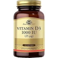 Solgar Vitamin D3 1000 IU (25 µg) 100 Yumuşak Jelatin Kapsül Besin Takviyesi