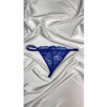Nimse Love Kadın Mavi Transparan Dantel Tanga Külot - SEDAMX3086-6567