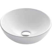Velora Kraus Elavo Yuvarlak Kap Beyaz Porselen Seramik Banyo Lavabosu, 14 "KCV-341