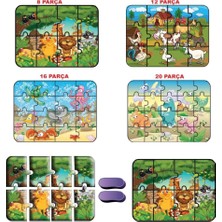 NW NessiWorld 1481 Süper Renkli 4'lü Puzzle - Hayvanlar / 8+12+16+24 Parça Puzzle
