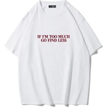 Brz Collection Unisex Oversize Go Find Less T-Shirt Beyaz